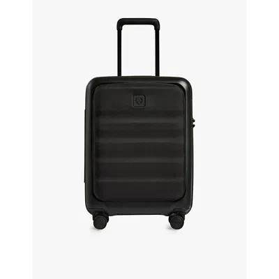 Antler Black Icon Stripe Pocket-front Hard-case Cabin Suitcase 55cm In Black