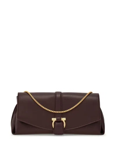 Ferragamo Shoulder Bag With Chain Strap And Gold-tone Hardware In Red
