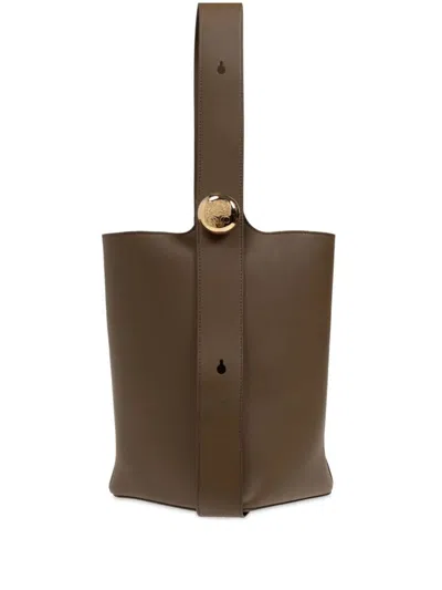 Loewe Medium Pebble Bucket Handbag In Tundra