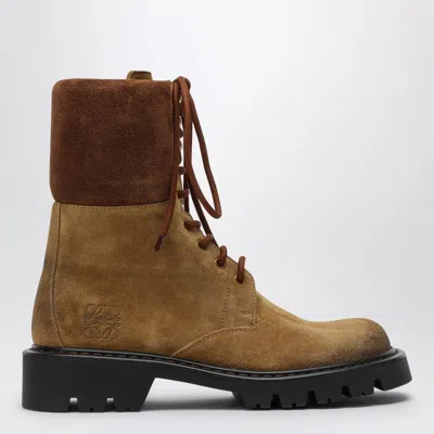 Loewe Sierra Suede Combat Boots In Brown