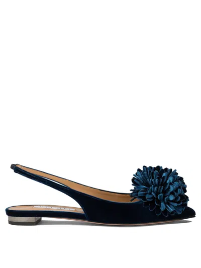 Aquazzura Couturier Velvet Slingback Flats In Blue