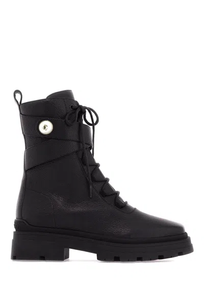 Jimmy Choo Womens Black Noemi 45 Logo-embellished Grained-leather Heeled Ankle Boots In Nero