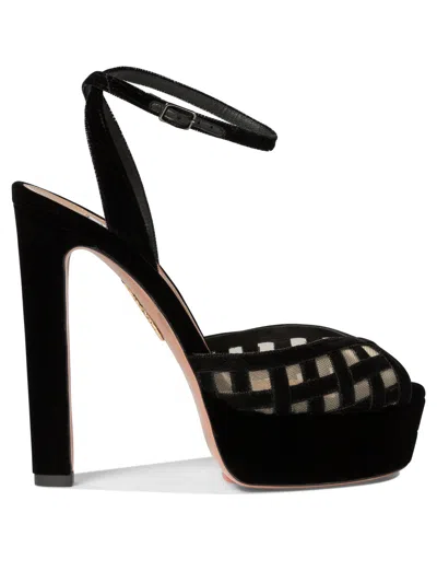 Aquazzura 130mm Romance Plateau Sandals In Black