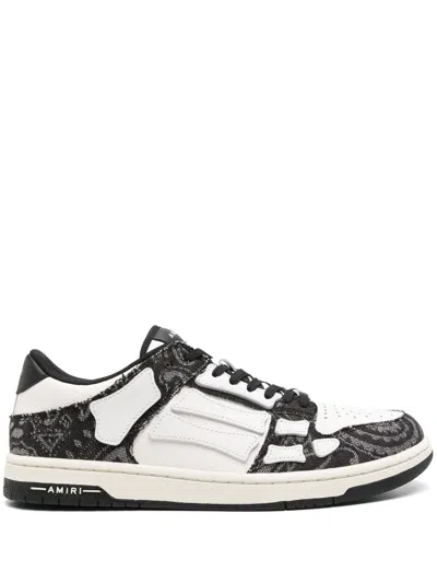 Amiri Multicolor Leather And Fabric Bandana Denim Skel Sneakers In Black