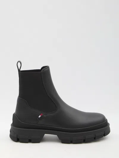 Moncler Bottes Chelsea En Cuir Hevea In Black