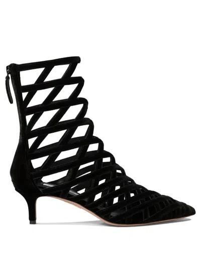 Aquazzura Woman Ankle Boots Black Size 7 Textile Fibers In Black