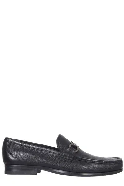 Ferragamo Salvatore  Men Dark Brown Leather Grandioso Loafers In Black