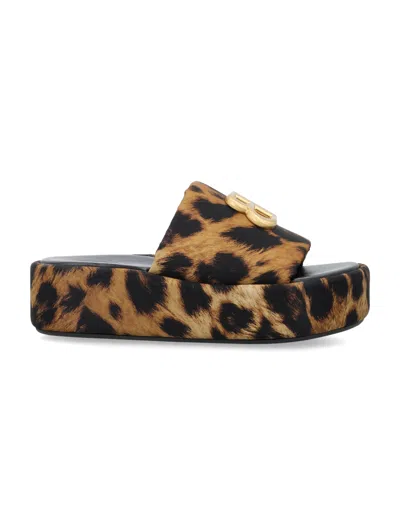 Balenciaga Rise Bb Leopard Flatform Sandals In Leo
