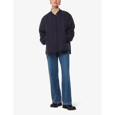 Whistles Womens Navy Ida Quilted Oversized Woven Jacket In Navy