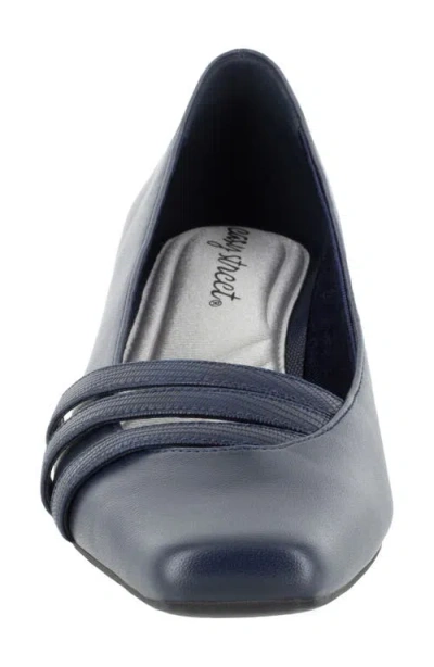 Easy Street Entice Womens Faux Leather Square Toe Kitten Heels In Navy/lizard