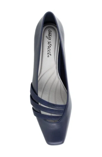 Easy Street Entice Womens Faux Leather Square Toe Kitten Heels In Navy/lizard