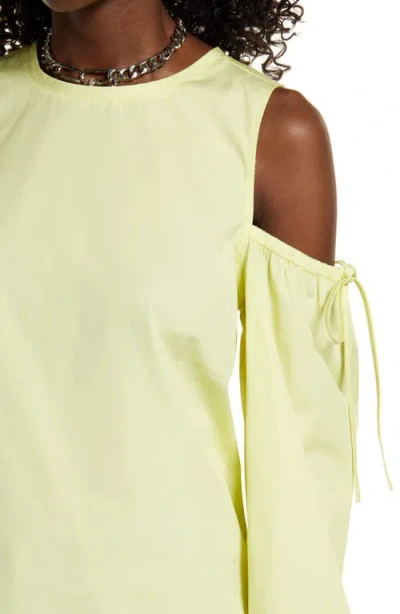 Shop Open Edit Cold Shoulder Cotton Poplin Shirt In Yellow Elfin