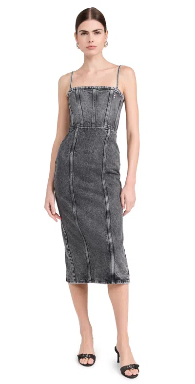 Icon Denim La Jane Slim Midi Dress Grey In Grey