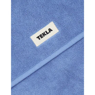 Tekla Clear Blue Bordered Organic-cotton Bath Mat 70cm X 50cm In Clear Blue