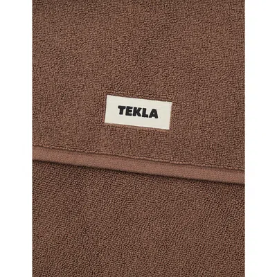 Tekla Kodiak Brown Bordered Organic-cotton Bath Mat 70cm X 50cm In Kodiak Brown