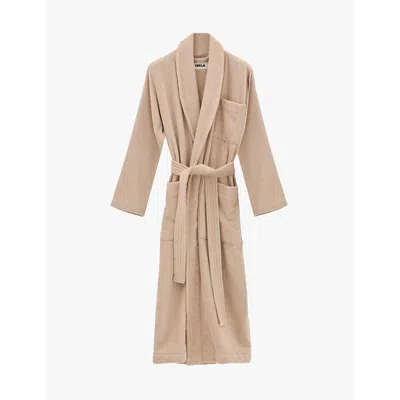 Tekla Womens Sienna Shawl-collar Removable-belt Organic-cotton Robe In Sienna