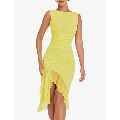 Mistress Rocks Ruffle High-low Cocktail Dress In Lime Sorbet