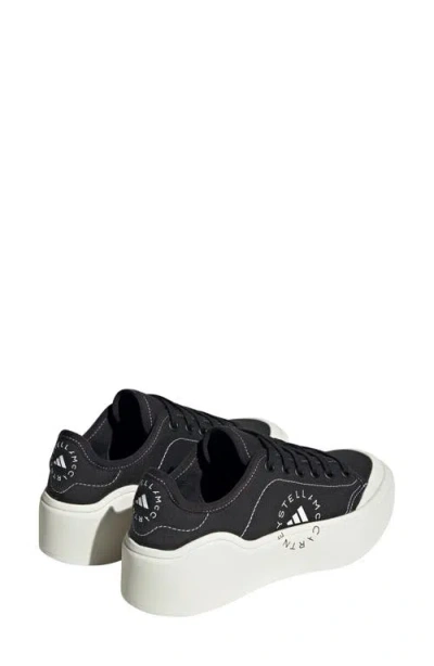 Adidas By Stella Mccartney Court Platform Sneaker In Core Black/black/white