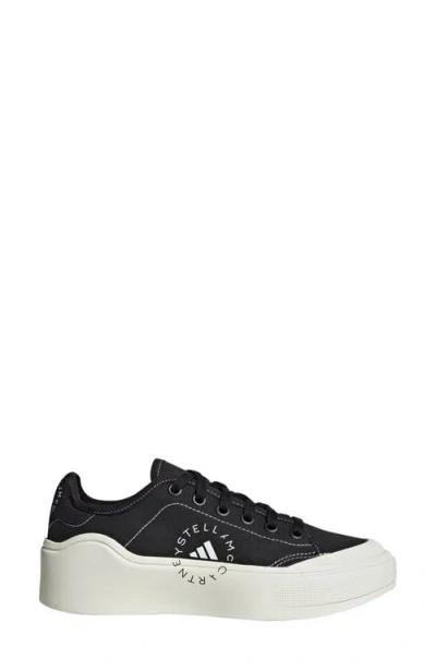 Adidas By Stella Mccartney Court Platform Sneaker In Core Black/black/white
