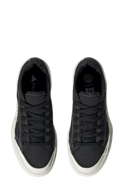 Adidas By Stella Mccartney Court Platform Sneaker In Core Black/black/white