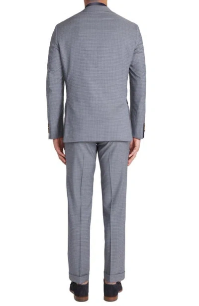 Jack Victor Dean Soft Constructed Plaid Stretch Wool Suit In Grey