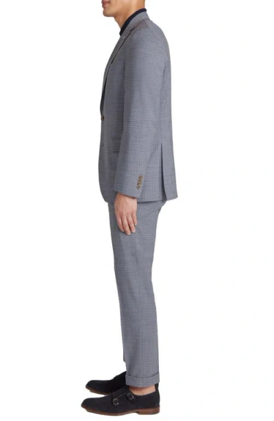 Jack Victor Dean Soft Constructed Plaid Stretch Wool Suit In Grey