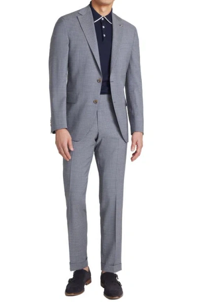 Jack Victor Dean Soft Constructed Plaid Stretch Wool Suit In Grey