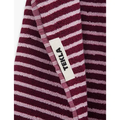 Tekla Striped Organic-cotton Bath Towel  70cm X 140cm In Red&rose