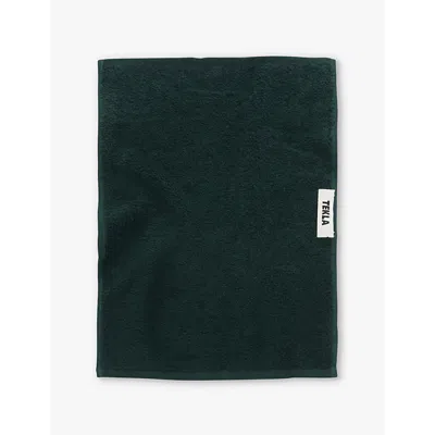 Tekla Forest Green Striped Organic-cotton Bath Towel  70cm X 140cm In Forest Green