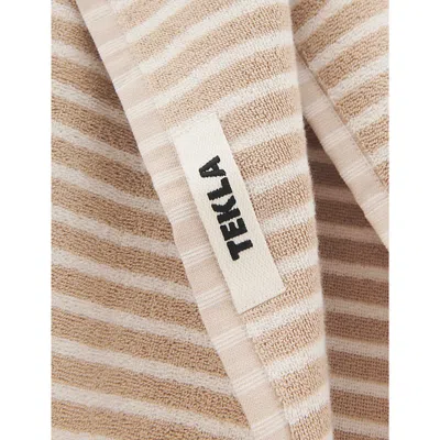Tekla Ivory Stripes Striped Organic-cotton Washcloth 30cm X 30cm In Ivory Stripes