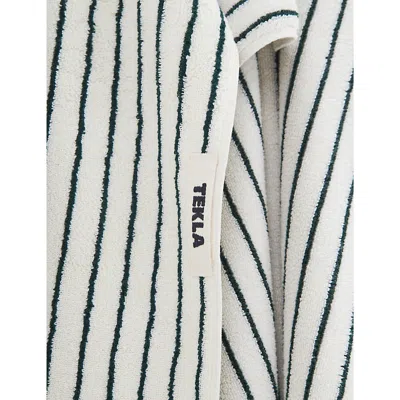 Tekla Racing Green Striped Organic-cotton Washcloth 30cm X 30cm In Racing Green