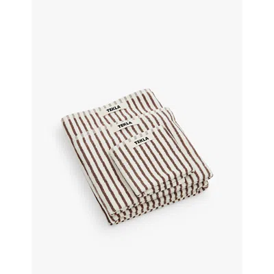 Tekla Kodiak Stripes Striped Organic-cotton Washcloth 30cm X 30cm In Kodiak Stripes