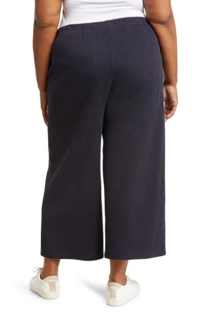 Eileen Fisher Slubby Cropped Wide-leg Pants In Nocturne