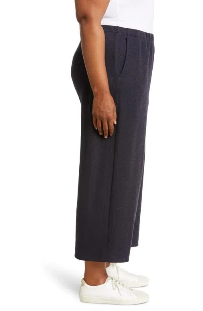 Eileen Fisher Slubby Cropped Wide-leg Pants In Nocturne