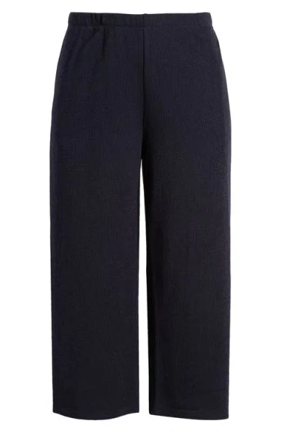 Eileen Fisher Slubby Cropped Wide-leg Pants In Nocturne