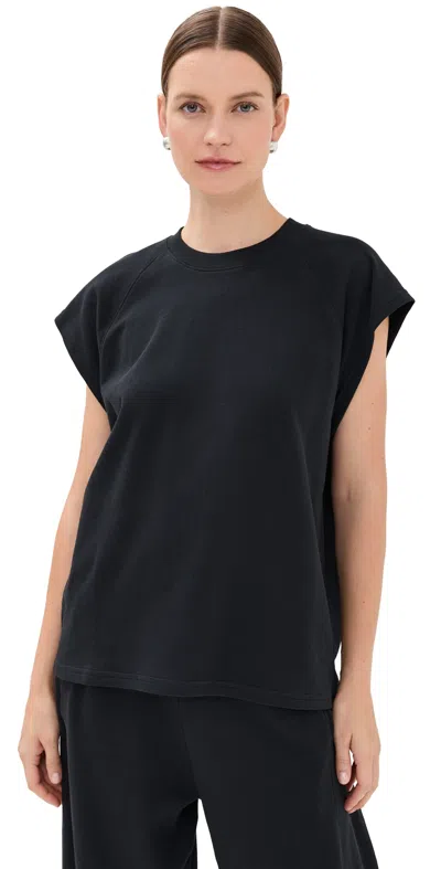 Tibi Summer Sweatshirting Sleeveless Easy Top Black In Black