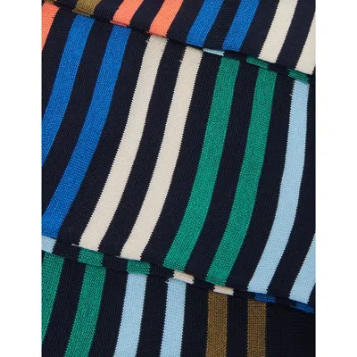 Pantherella Mens Navy Kilburn Stripe Pattern Cotton-blend Socks In Navy