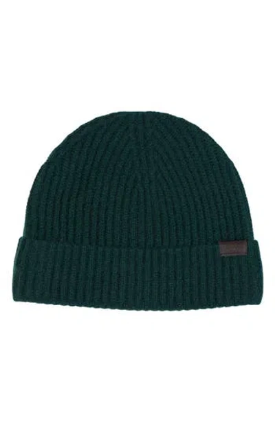 Hickey Freeman Cashmere Knit Cuffed Beanie In Dark Green