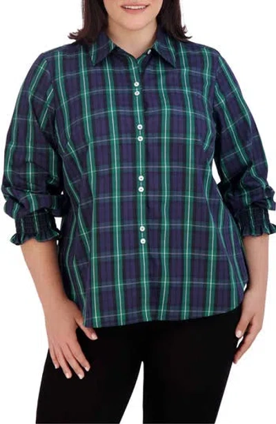 Foxcroft Olivia Plaid Button-up Shirt In Black Watch Pla