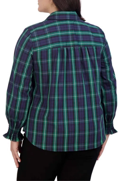 Foxcroft Olivia Plaid Button-up Shirt In Black Watch Pla