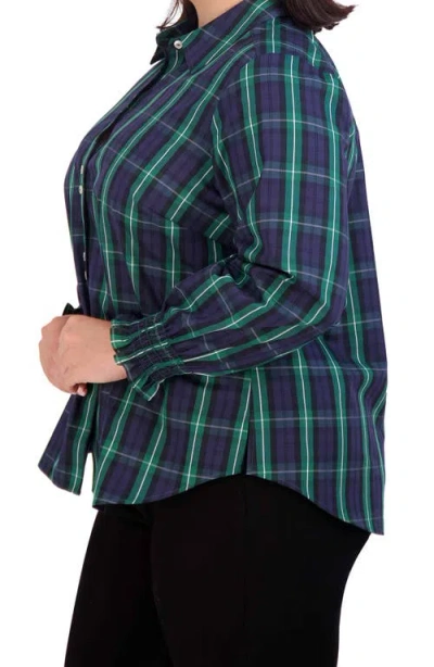 Foxcroft Olivia Plaid Button-up Shirt In Black Watch Pla