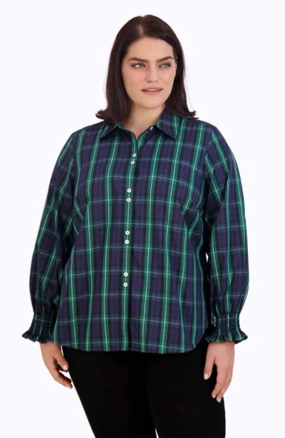 Foxcroft Olivia Plaid Button-up Shirt In Black Watch Pla