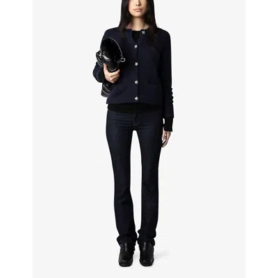 Shop Zadig & Voltaire Womens Encre Marcy Jewel-embellished Cashmere Cardigan