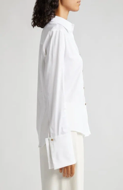 Twp Kennedy Cotton Blend Button-up Shirt In White