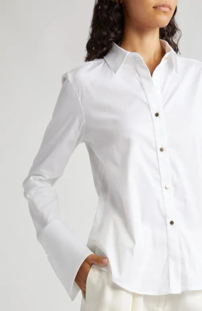 Twp Kennedy Cotton Blend Button-up Shirt In White