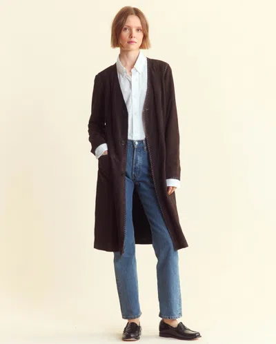 Billy Reid Suede Whip Stitch Coat In Java
