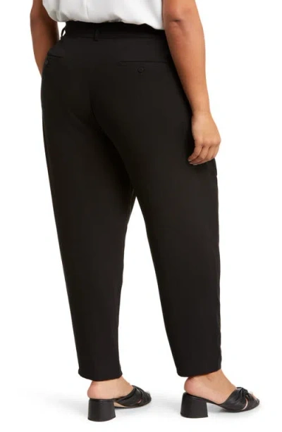 Eileen Fisher Tapered Leg Silk Crepe Ankle Pants In Black