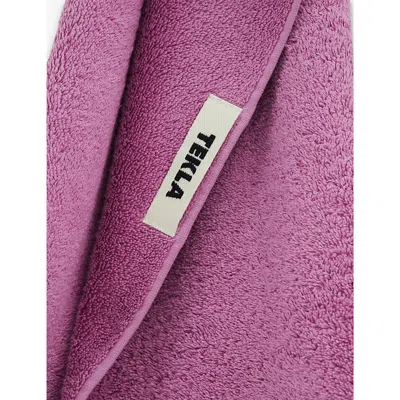 Tekla Magenta Bordered Organic-cotton Hand Towel 50cm X 80cm In Magenta