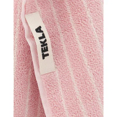 Tekla Shaded Pink Stripes Bordered Organic-cotton Hand Towel 50cm X 80cm In Shaded Pink Stripes