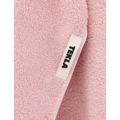 Tekla Shaded Pink Bordered Organic-cotton Hand Towel 50cm X 80cm In Shaded Pink